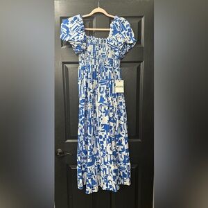 Show Me Your MuMu Blue and White Patterned Dress